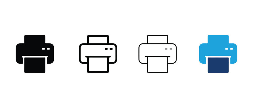 printer icons on a white background for graphic design and technology concepts  office equipment symbols