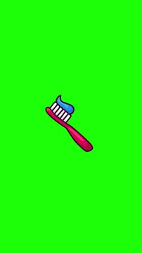 Animated toothbrush doodle icon, hand-drawn flat vector line art with wiggle effect, looping motion graphic for dental, oral hygiene and health design.