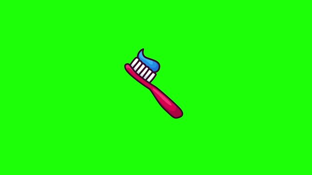 Animated toothbrush doodle icon, hand-drawn flat vector line art with wiggle effect, looping motion graphic for dental, oral hygiene and health design.