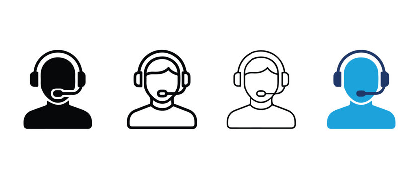 customer service representative icons in different styles and colors  isolated on white background