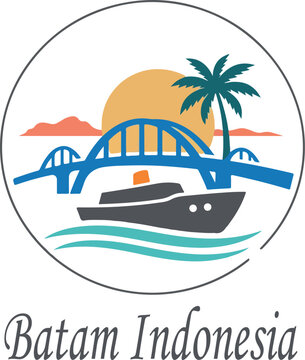 Batam indonesia sticker logo icon vector white background .
