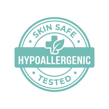 Hypoallergenic skin safe stamp seal. Medical quality badge for dermatologically tested beauty care.