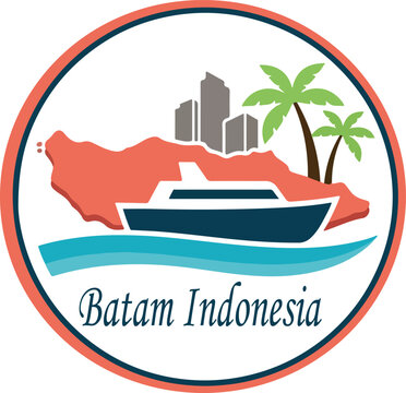 Batam indonesia sticker logo icon vector white background .