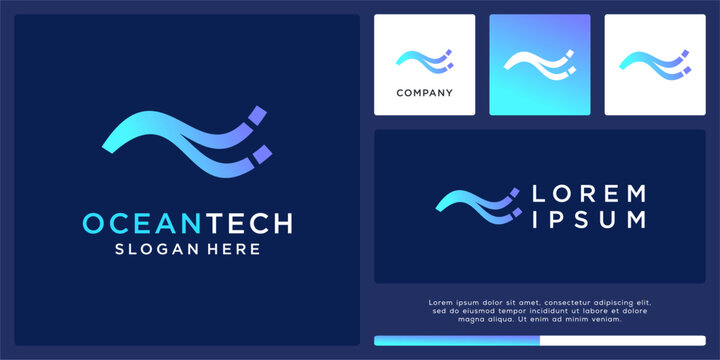 Ocean tech logo design template