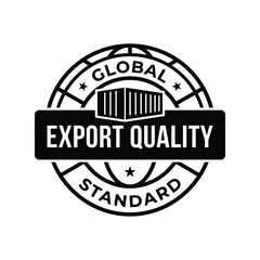 Fototapeta premium Global export quality stamp seal. Certified shipping container logistics and trade approval icon.