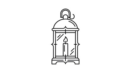 Obraz premium Vintage Lantern with Candle Flame Illustration