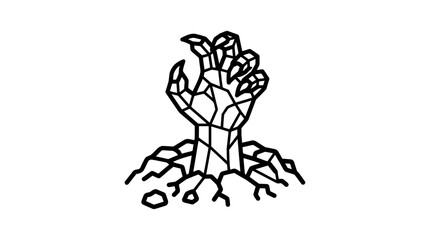 Obraz premium Stylized Hand Emerging from Ground Geometric Outline Illustration