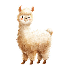 Naklejka premium Cute white llama standing alone 1.