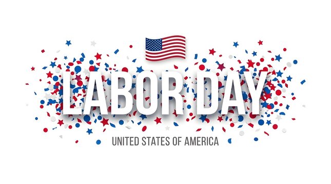 Labor day celebration patriotic american flag confetti september holiday greetings