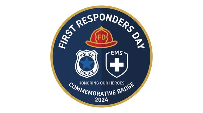 First Responders Day commemorative badge honors EMS and firefighting heroes in a symbolic illustration