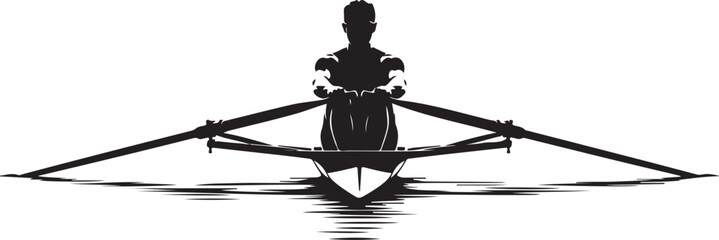 Scull Rower Silhouette On White Background Overhead View Of Athlete With Oars © Ranaart
