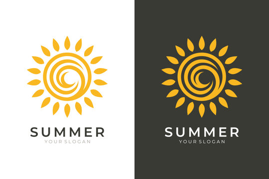 Sunshine logo, abstract sun summer icon