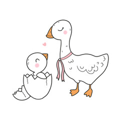 Goose mom see child hatch from egg