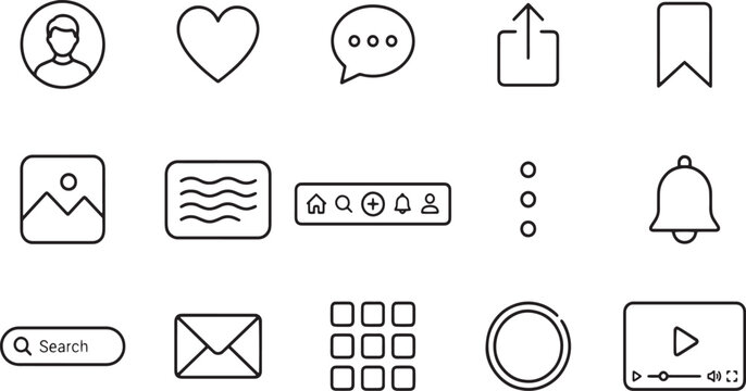 Cold Brew Coffee Cafe Menu Drinks and Beverage Line Icon Set