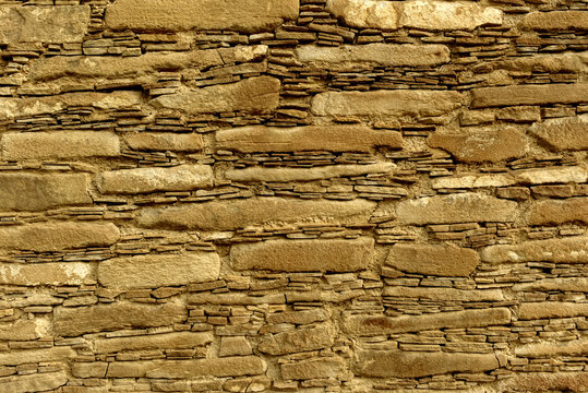 Chaco  canyon wall detail construction background for texture or slide.  Ancient archaeological detail. 