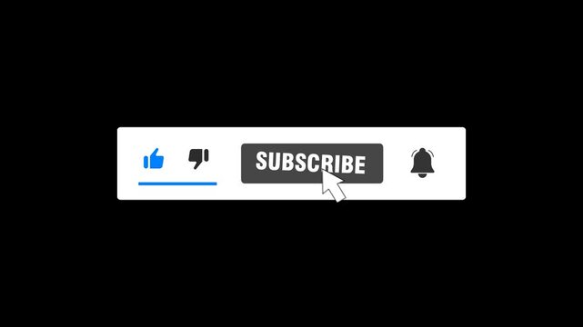 2d animation 4k Animated lower third banner with red subscribe button text and notification bell with alpha channel or transparent background