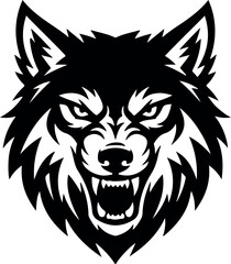 Fototapeta premium Ferocious wolf silhouette head design a bold graphic for teams apparel and branding applications