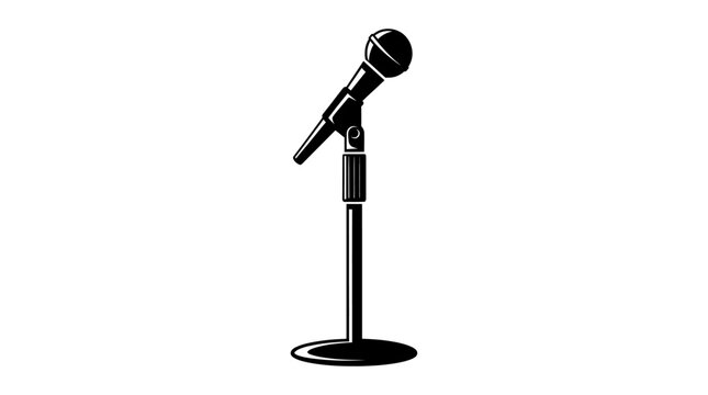 Microphone With Stand Silhouette Against White Background