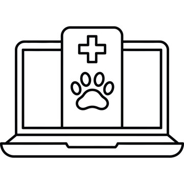 Pet Telemedicine Line Icon Online Veterinary Consultation Outline Vector Symbol