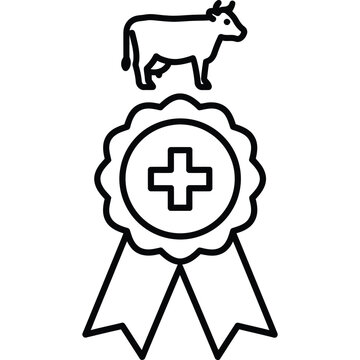 Farm Animal Health Certification Line Icon Livestock Quality Award Outline Vector Symbol