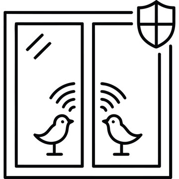 Bird Collision Prevention Line Icon Wildlife Window Protection Outline Vector Symbol