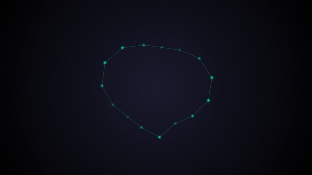 Abstract circular constellation pattern with glowing teal nodes on dark