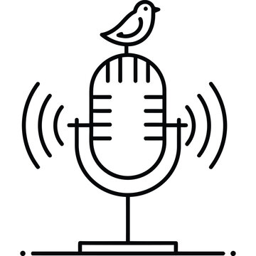 Wildlife Sound Monitoring Line Icon Bird Audio Detection Outline Vector Symbol