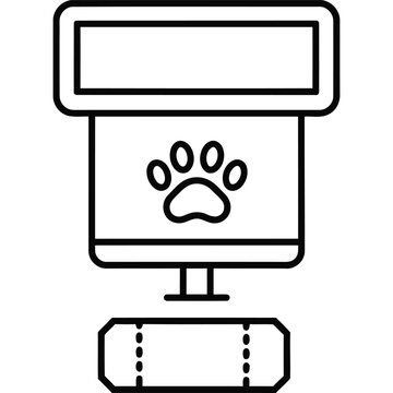 Pet Food Dispenser Line Icon Automatic Animal Feeding System Outline Vector Symbol