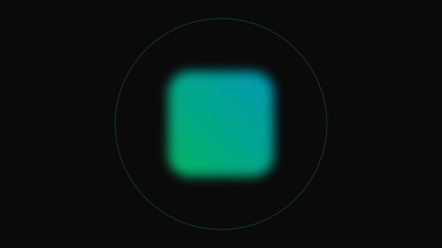 A glowing teal gradient diamond shape centered within a thin circular frame