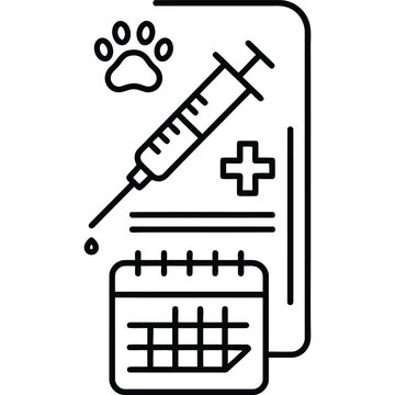 Pet Vaccination Schedule Line Icon Animal Immunization Record Outline Vector Symbol