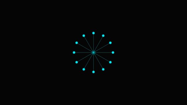 Cyan glowing dots arranged in a perfect radial circle pattern on black