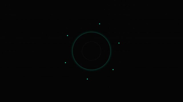 Minimalist geometric circle formation with glowing points on black background