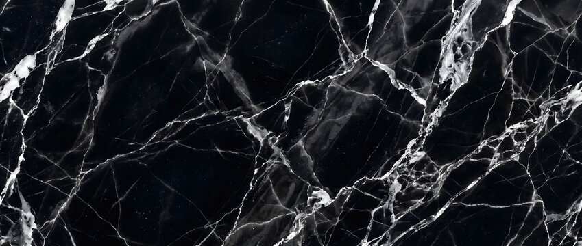 marble texture background featuring classic black surface with fine white veined natural stone pattern for luxury interior design and premium print projects