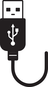 Black usb cable connector icon isolated on a clean white background Vector