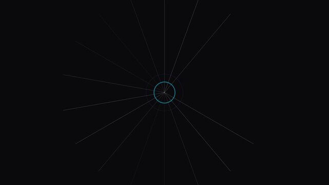 Abstract circular radial pattern with glowing lines on a dark background