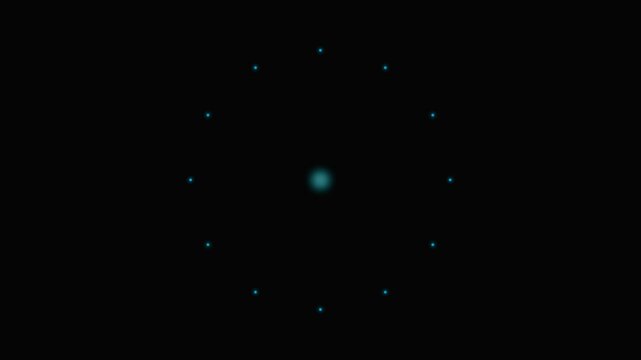 A glowing cyan center point surrounded by a ring of small light particles