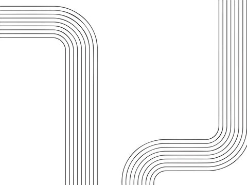 Abstract black parallel lines forming geometric corners and curves Vector