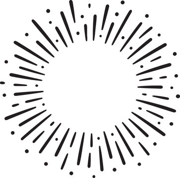 Black hand drawn sunburst starburst element isolated on white background Vector