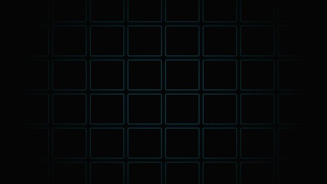 A glowing grid of blue neon squares arranged in a symmetrical pattern