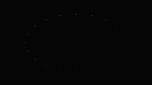 A glowing elliptical ring of small dots isolated against a black background