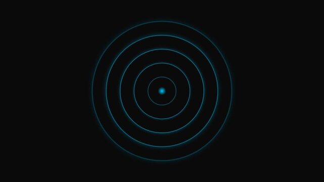 A glowing blue circular pulse radiating from a center point in dark space