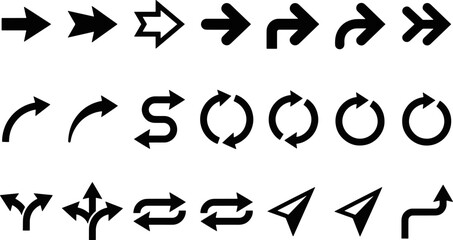 Collection of bold arrow silhouettes for signage and wayfinding system design © MD. NADIMUZZAMAN 