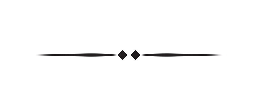 Minimalist decorative divider line with central geometric rhombus shapes for elegant editorial typography layouts isolated on transparent background with tapered horizontal strokes PNG
