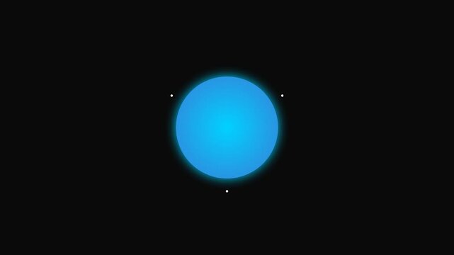 A glowing blue circle centered on a solid black background with white dots