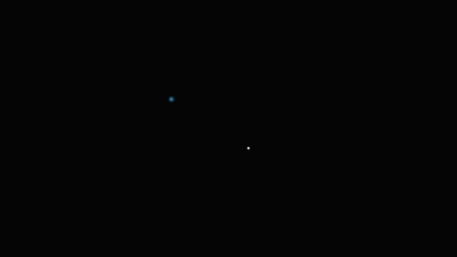 Two distant glowing points of light suspended in a deep black void of space
