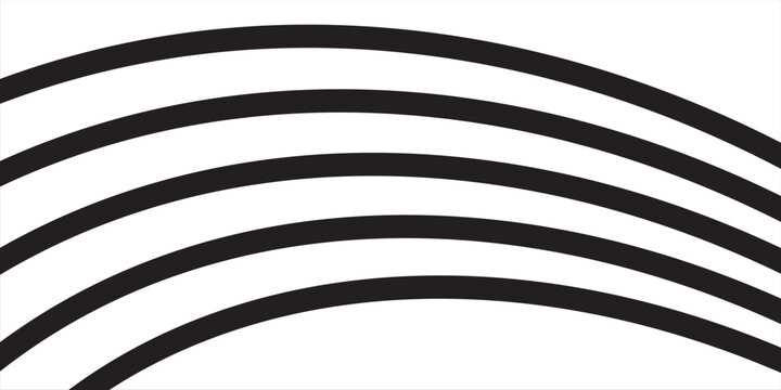 Black on white abstract perspective line wave stripes with 3d dimensional effect isolated on white background