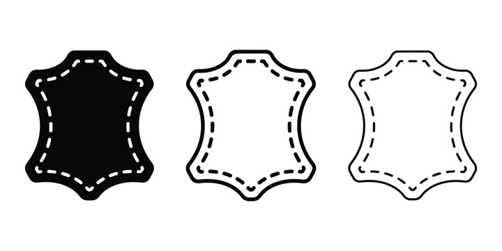 Genuine leather icon silhouette vector outline and line art