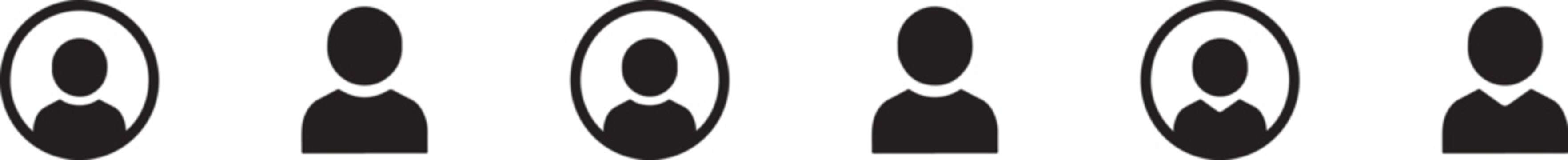Set of simple black user profile icon people on white background