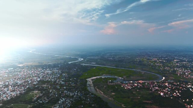 4K Aerial Top down Buildings and Apartment with Multiple Building aerial. Urban Buildings and Apartment at bridge road at Delhi. Cinematic cityscape drone shot. Noida Buildings.
