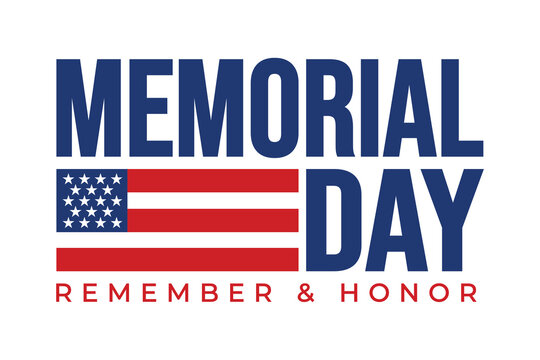 Patriotic Memorial Day graphic design template featuring the American flag and bold typography. Remember and Honor template. 